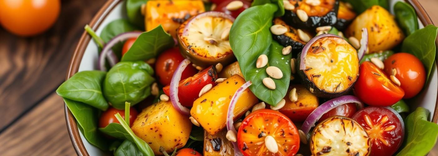 Roasted Veggie & Spinach Salad