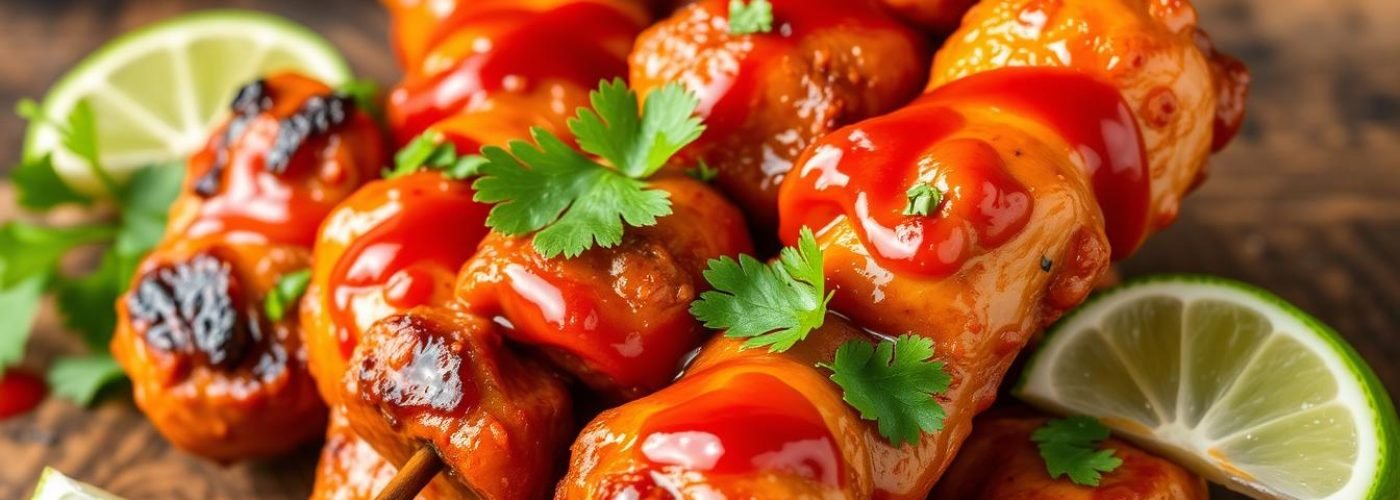Spicy Sriracha Chicken Skewers