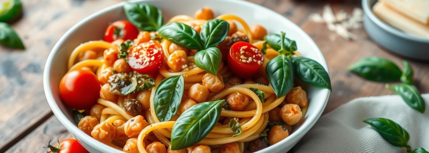 Tomato Basil Chickpea Pasta